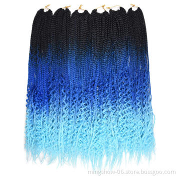 100g 24" box braids with curly ends crochet braid hair pre looped twist
